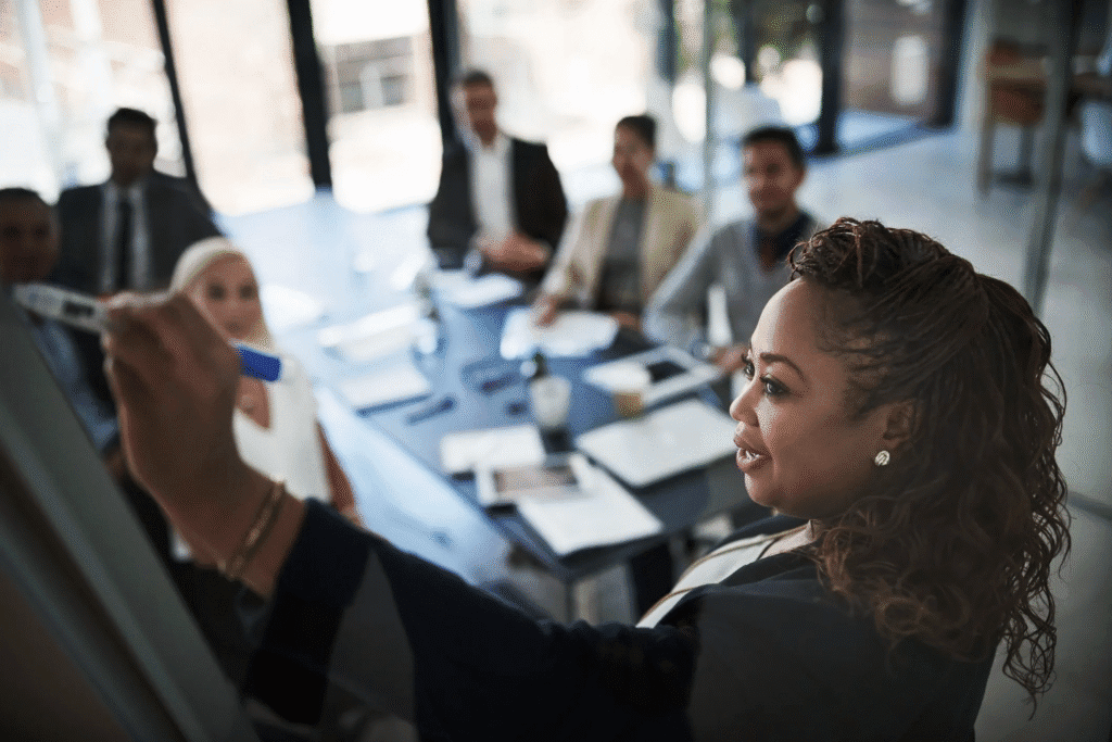 Corporate women teaching
